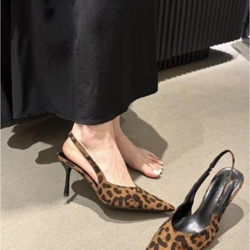 2025 Ladies Summer New Fashion Pointed Toe Designer Outdoor Slip-On High Heels PU Leather Elegant Banquet Dress Women Sandals