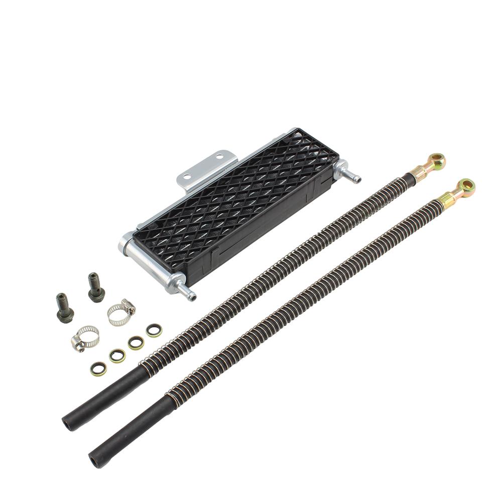 

M8 M10 Motorcycle Engine Oil Cooler for KTM Honda Kawasaki 140CC 150CC 160CC Oil Cooling With Hose Motocross Radiator System M10 Silver