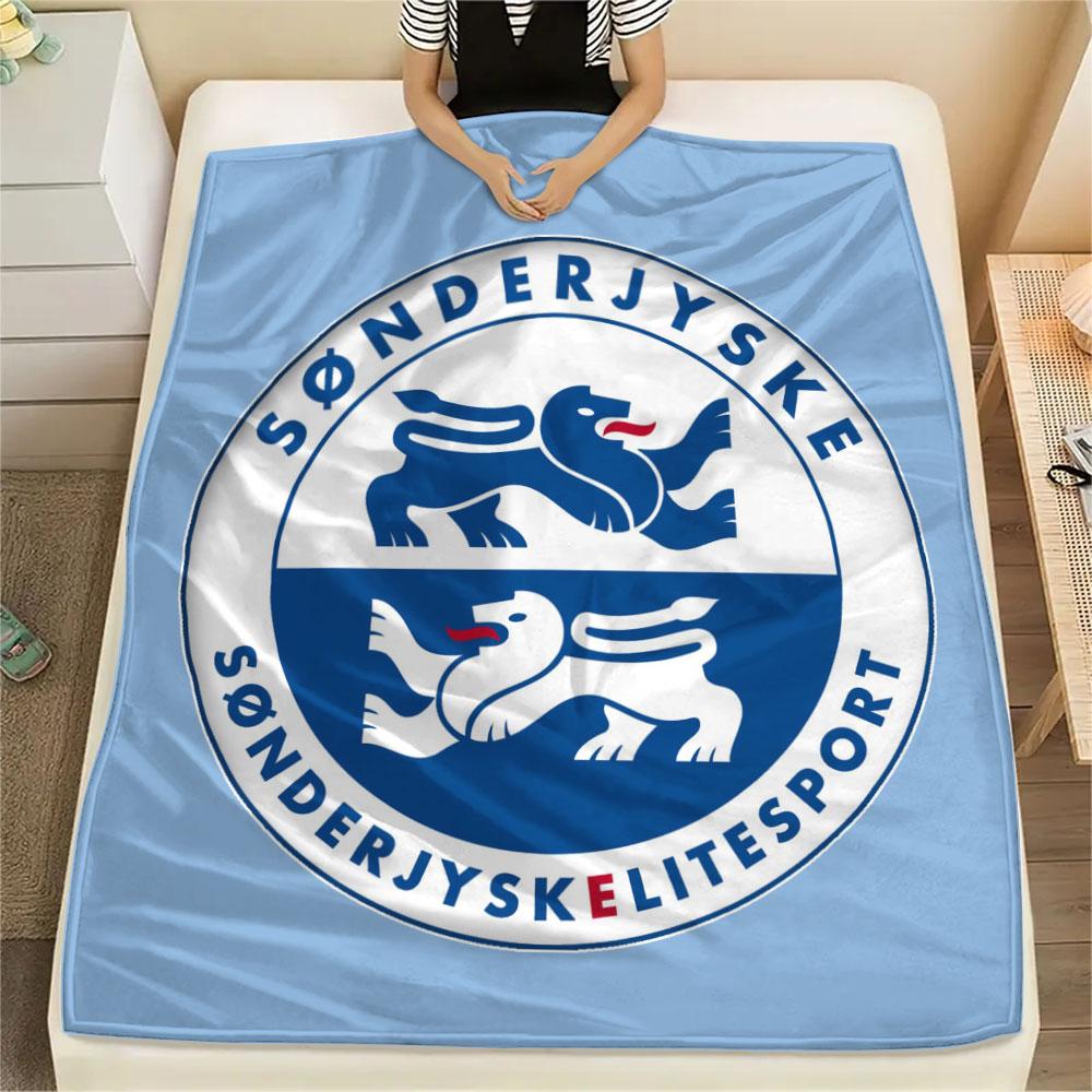 Sonderjyske FC Printed Flannel Blanket, Soft Throw for Bedroom Sofa, Washable,soccer Fan Merchandise, Great Gift.