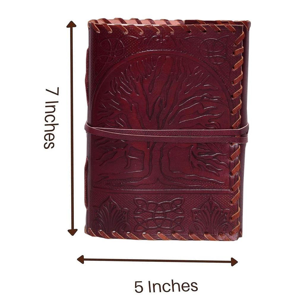 Tree Leather Writing Diary Journal Notebook Travel or Vintage Sketch Book Cotton Paper for Men & Women (7x5 Inch)