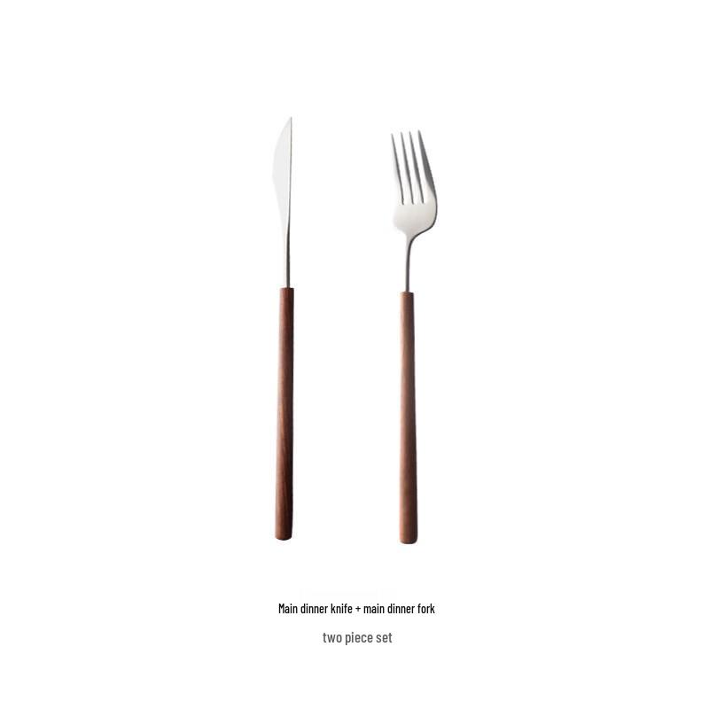 

ZISIZ Nordic Pear Wood Handle 304 Stainless Steel Cutlery Set