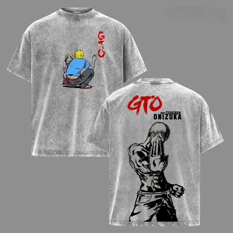 Anime GTO: Great Teacher Onizuka Eikichi Graphic T Shirt Men Women Clothing Oversized Tshirt Washed Cotton Tee Harajuku T-shirt