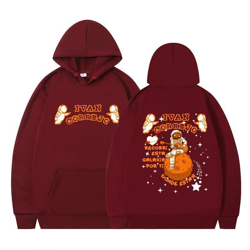 Unisex Hooded Sweatshirt With Astronaut Print Loose Fit Casual Sportswear Men Women Teens