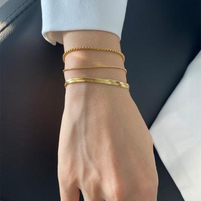 CARLIDANA Fashion Popular Stainless Steel High Quality 18K Gold-Plated Women Exquisite Choker Flat Snake Chain Necklace Jewelry