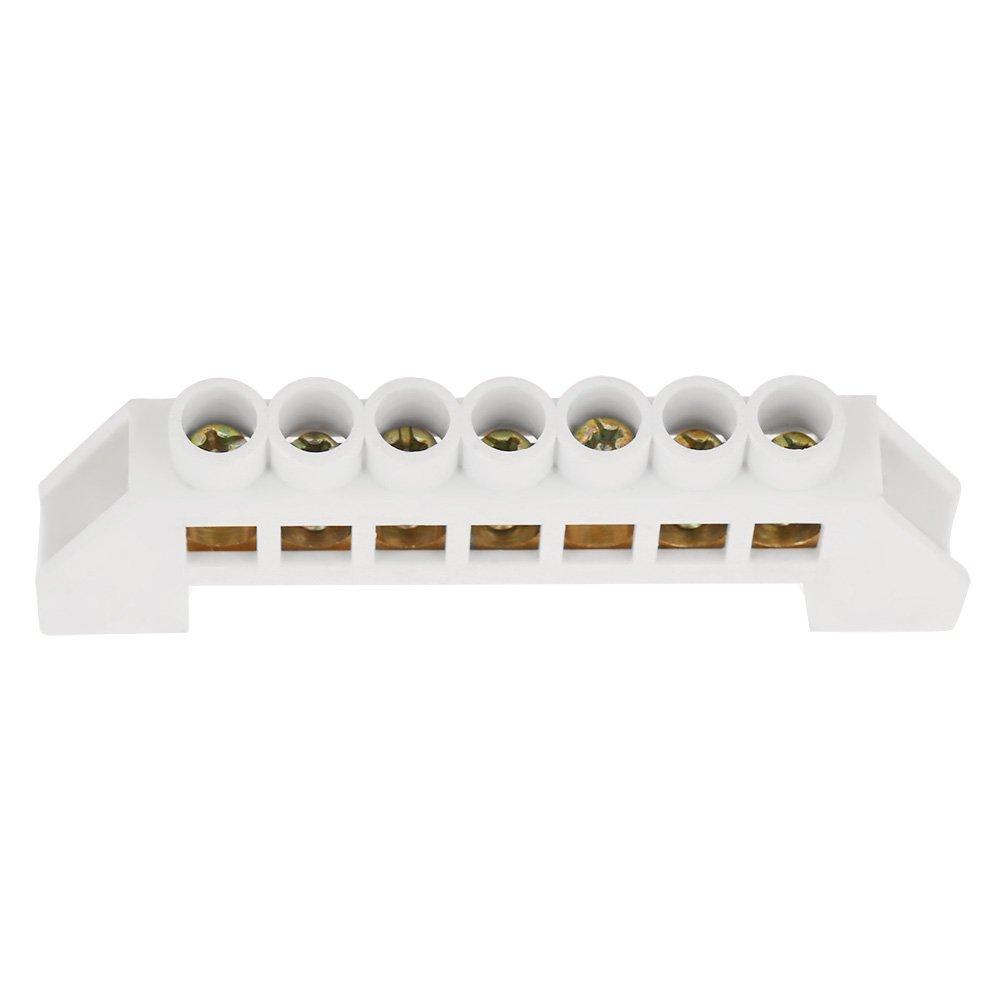 Hilitand 10pcs Terminal Blocks, 7 Hole Bridge Design Electrical Distribution Wire Screw Brass Terminal Block Connectors
