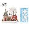 Coffee Shop Window Decorations Christmas Static Clings, Snowy Town House Snowflake Glass Decals, Reusable Patterns for Home Xmas Stickers, Holiday