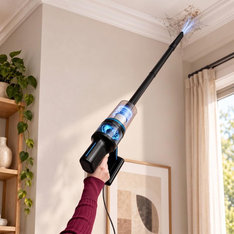 Vortex - Aspirateur Balai 2en1 Filaire - 400w - Filtre Hepa - Poignée Ergonomique - Cordon 5m - Noir