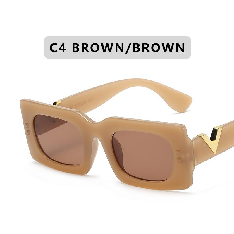 

Retro Cat Eye Frame Stylish Sunglasses Pair Women Luxury V Sun Glasses Men Fashion Rectangle Y2K Glasses UV400 C4