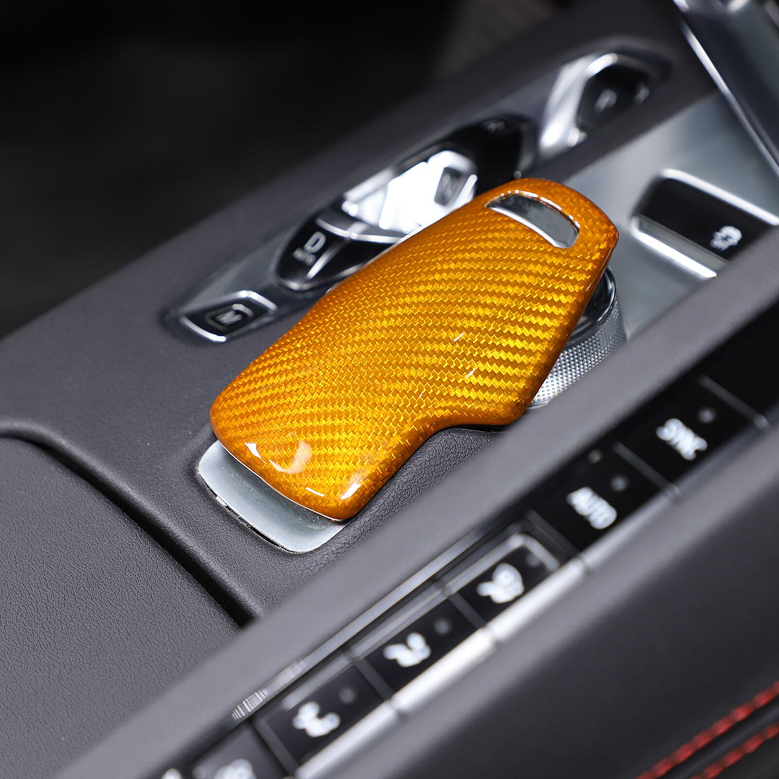Yellow Carbon Fiber Console Mode Knob Trim Cover For C8 Corvette -2025
