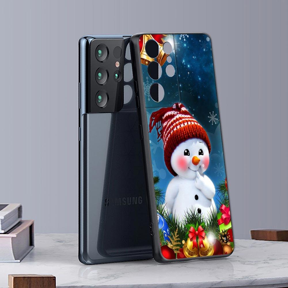 S24Ultra For Samsung Galaxy S21 S20 FE S22 Ultra 10 S23 S24 Plus Phone Case Funda Cover Merry Christmas Gift Santa Claus Snowman