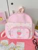 Niedlicher Mini-Rucksack aus Nylon mit rosa Erdbeeren, Schmetterlings- und Schleifenmotiv für den täglichen Gebrauch