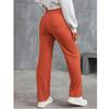 Pantaloni casual da donna alla moda a gamba dritta, pantaloni elasticizzati con bottoni a vita alta e tasche multiple