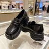 Neue Damen Lederschuhe, Loafer mit dicker Sohle, Klobige Absätze, Mittelhohe Einzelne Schuhe
