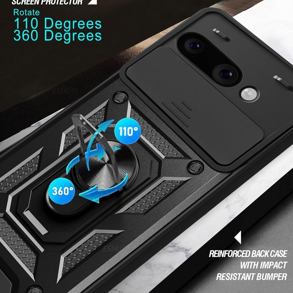 Military Armor Case For Google Pixel 9A Cover For Pixel 9 Pro XL Cover With Ring Stand Holder Coque Fundas