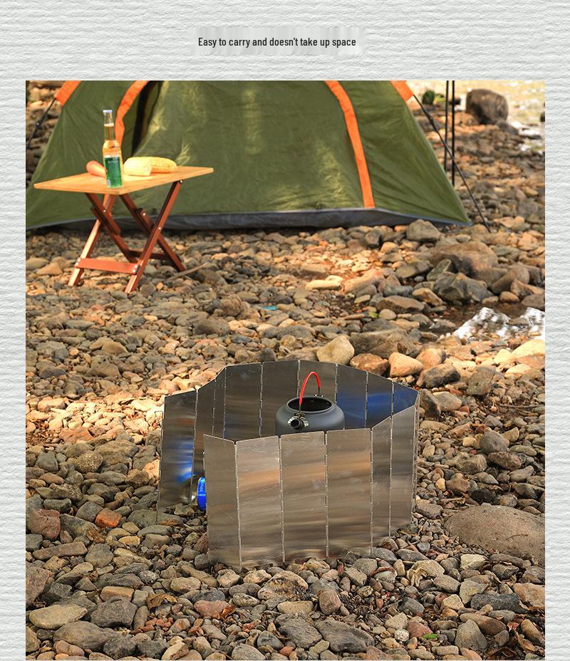 14-Piece Portable Aluminum Alloy Camping Stove Windshield with Box: Folding, Windproof Heat Concentrator Plate