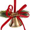 Holiday Home Decorations Christmas Bow Ornaments with Gold Jingle Bells, Xmas Tree Hanging Wreath Retail Window Displays Pine Cones, Red Berries