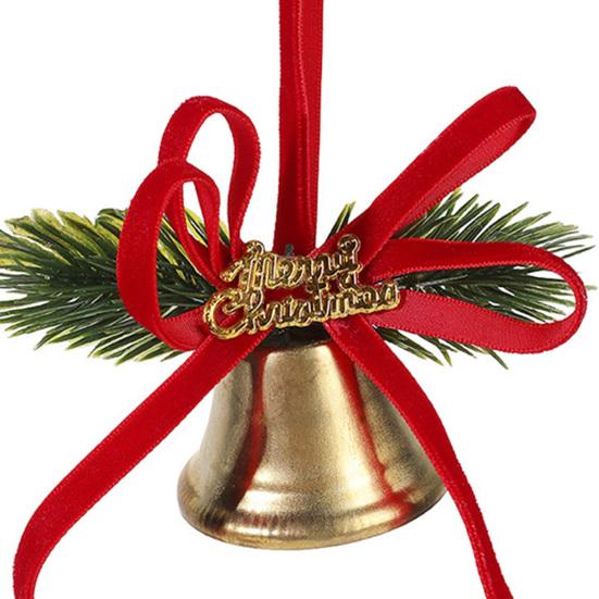 Holiday Home Decorations Christmas Bow Ornaments with Gold Jingle Bells, Xmas Tree Hanging Wreath Retail Window Displays Pine Cones, Red Berries