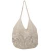 Women Knitting Shoulder Bag Large Capacity Hollow Woven Underarm Bag Solid Color Hand Knitted Tote Handbag Summer Mesh Beach Bag