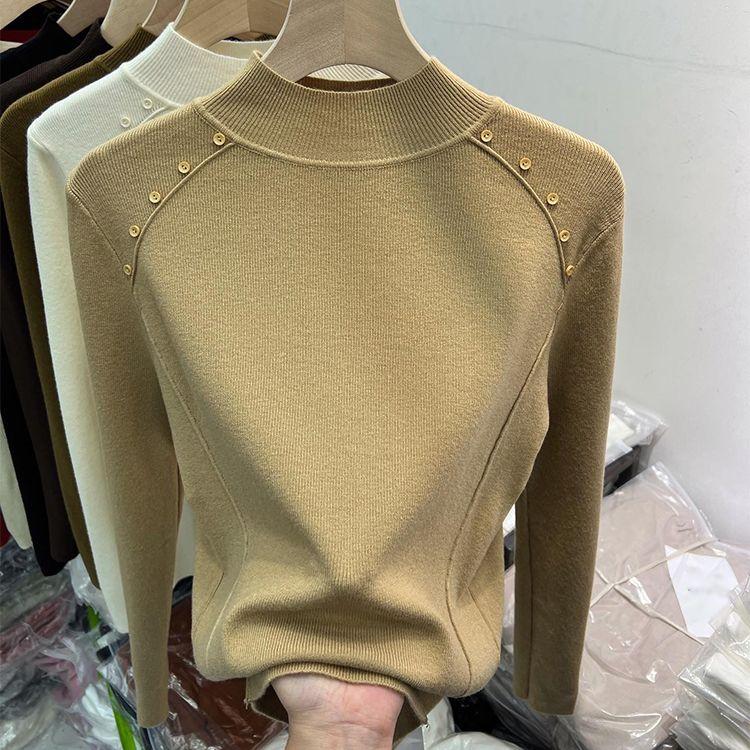 Half-high Collar Sweater Autumn and Winter Design Base Shirt Sweater for Women Fashionable Casual Loose Large Size Knitted Sweater