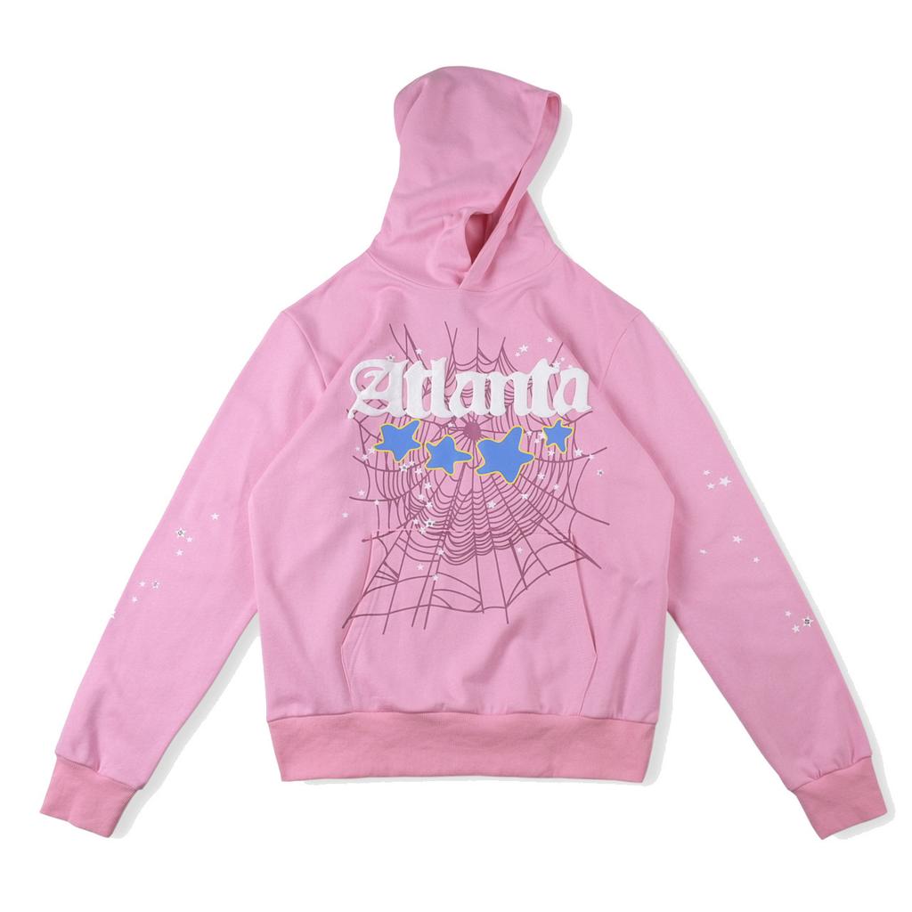 European and American Trendy Brand Sp5der Spider Web Print Hooded Sweater for Men and Women Loose Heavy Fleece Hip Hop Couple Hoodie