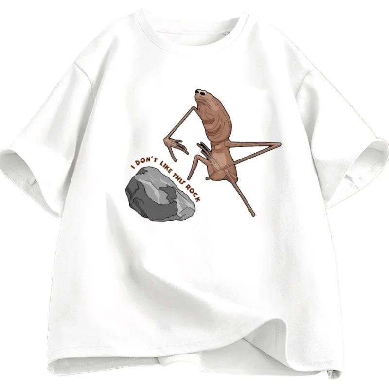 Mens Roundneck ShortSleeve Creative Cartoon Pattern 100 Cotton LooseFitting Casual Clothing Tshirt