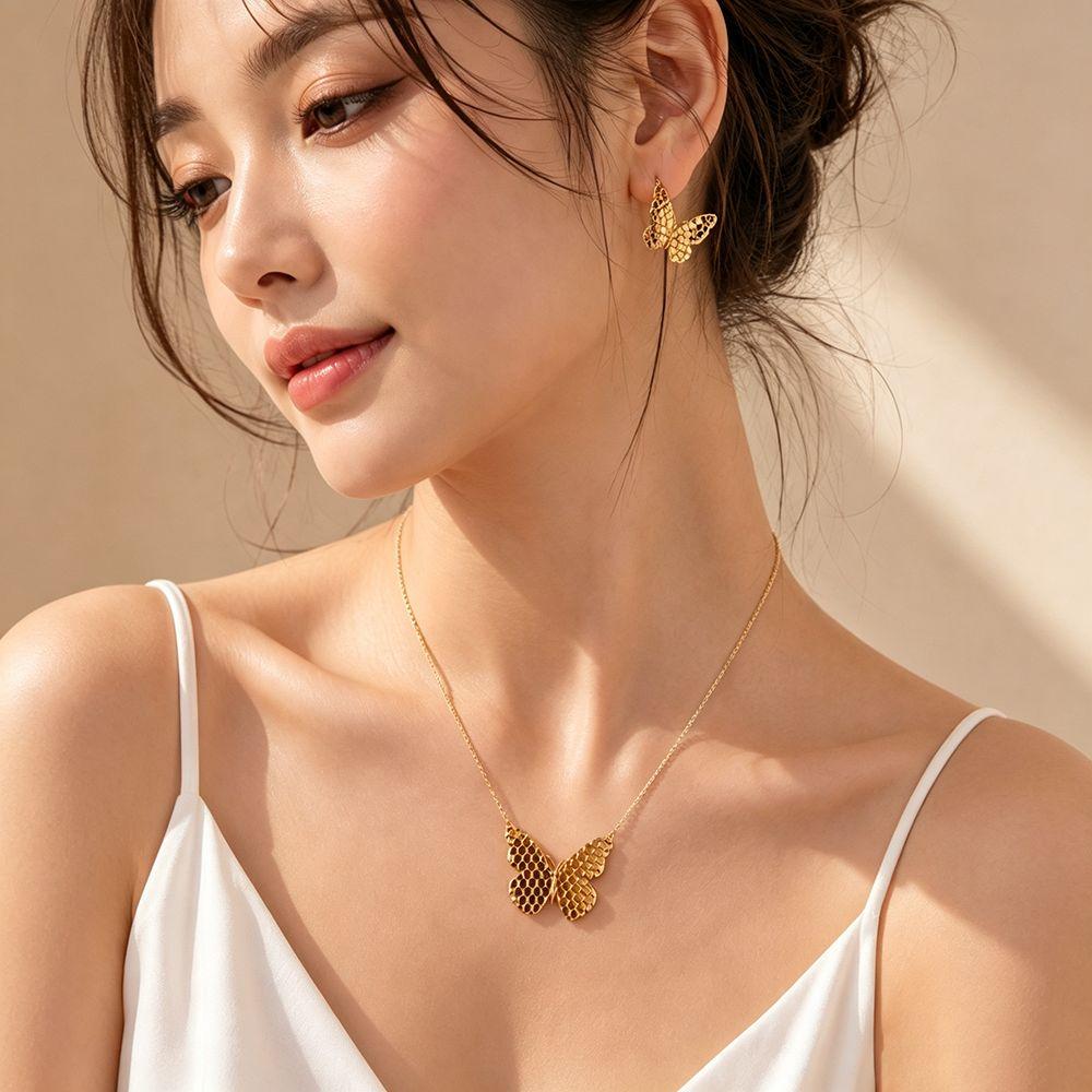 3/4/6cm Butterfly Pendant Necklace Minimalist Butterfly Pendant Stainless Steel Choker  Evening