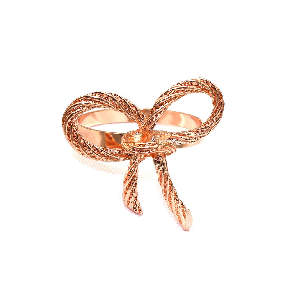 12pcs Bowknot Napkin Rings Metal Gold Silver Napkin Holder Thanksgiving Wedding Banquet Western Restaurant Table Decorations