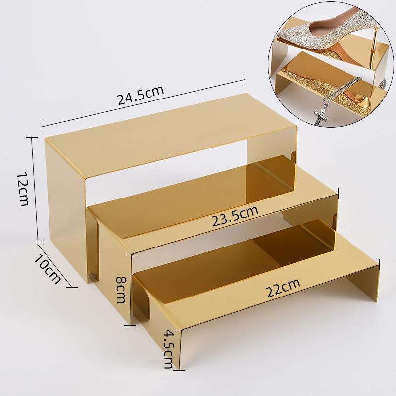Metal Shoe Handbag Display Riser Stand Stainless Steel Shoe Bag Riser Holder Jewelry Display Riser Shelf Showcase Fixtures