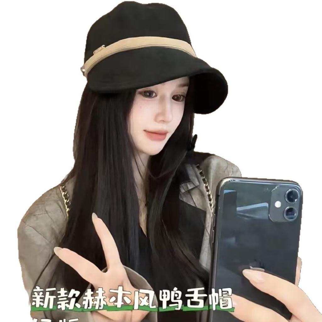 New bucket hat autumn and winter fashion versatile corduroy equestrian hat shopping show face peaked hat tide
