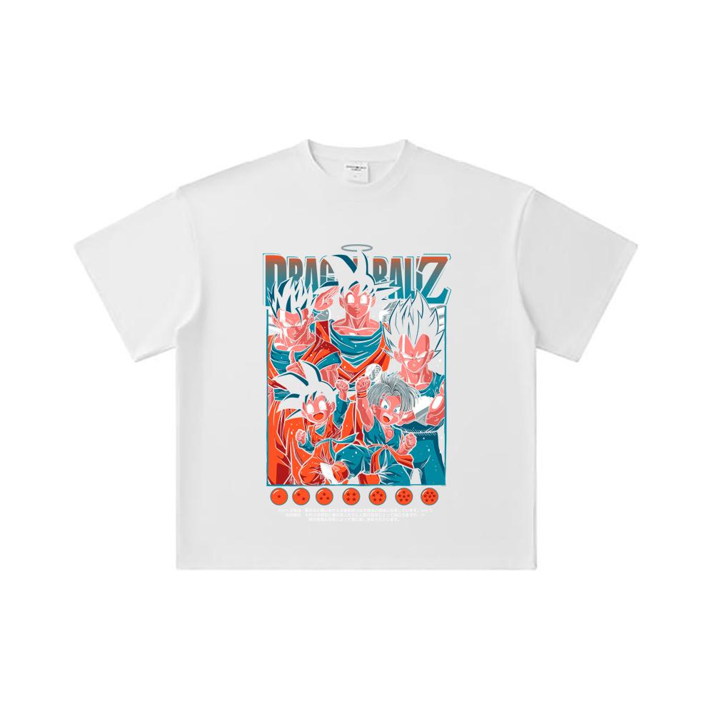 260 GSM Double Yarn 32 Count 100% Cotton Dragon Ball V37 Print Unisex Heavy Cotton T Shirt