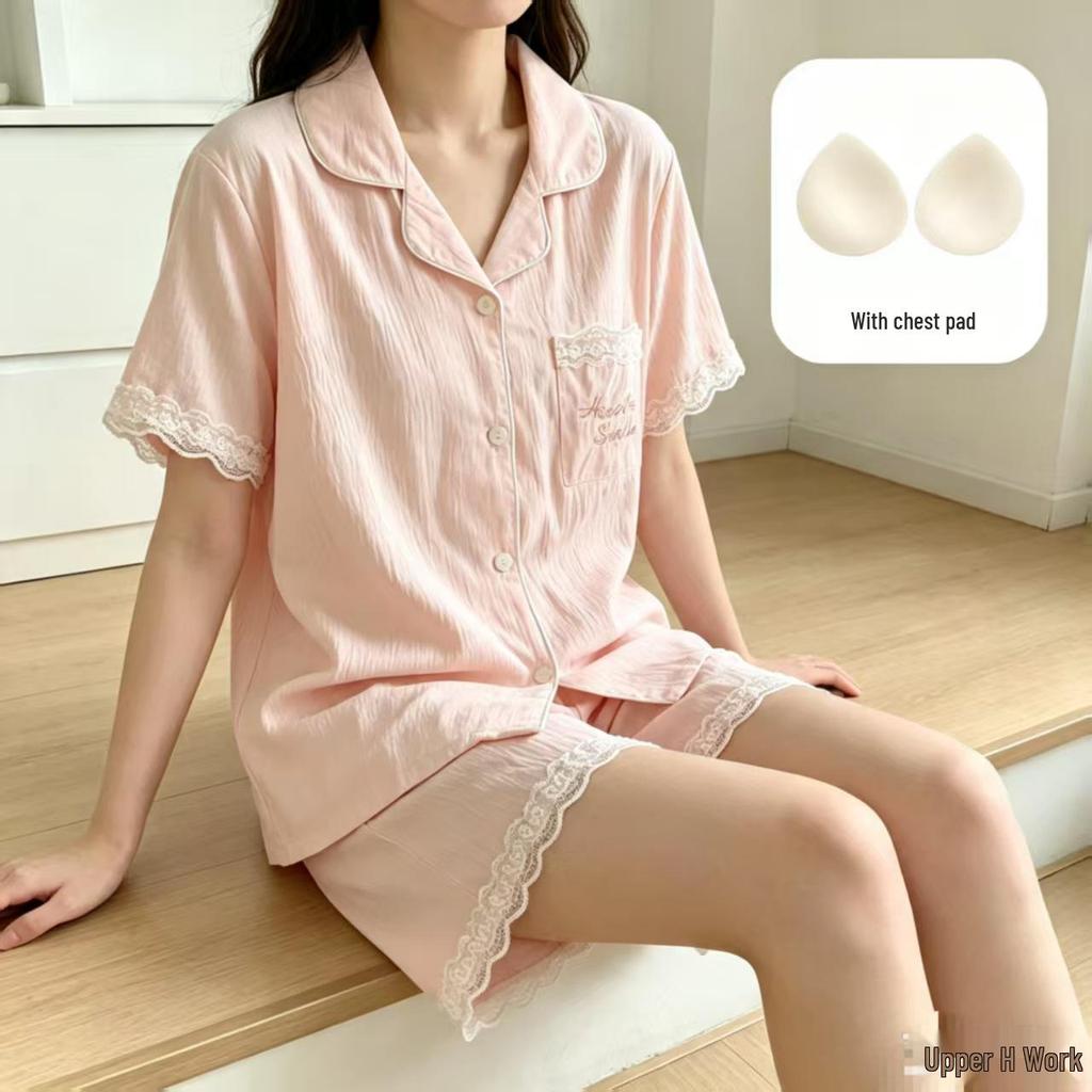 Women's Cloud Cotton Lace Pajama Cardigan Set - Spring & Autumn Collection
