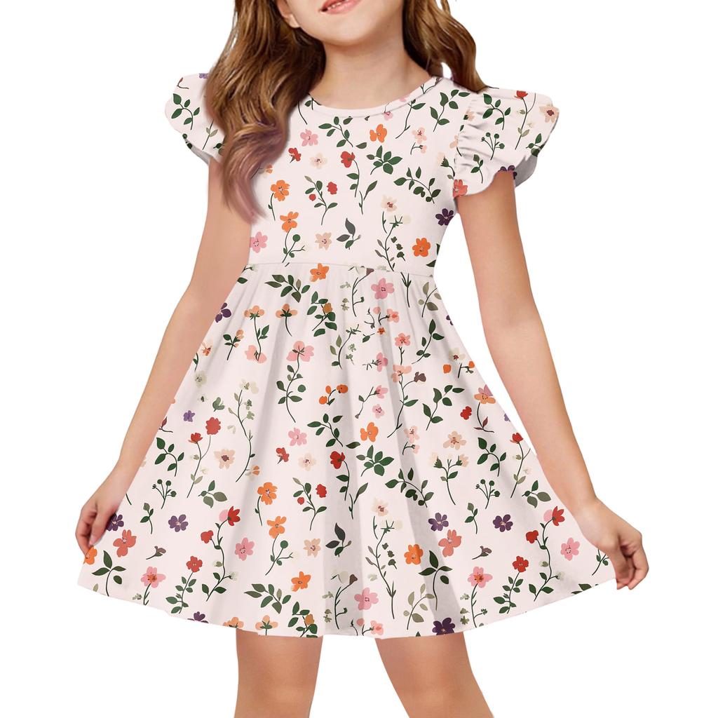 Girls' Summer Princess Dress , A,Line T,Shirt Dress Easter Day