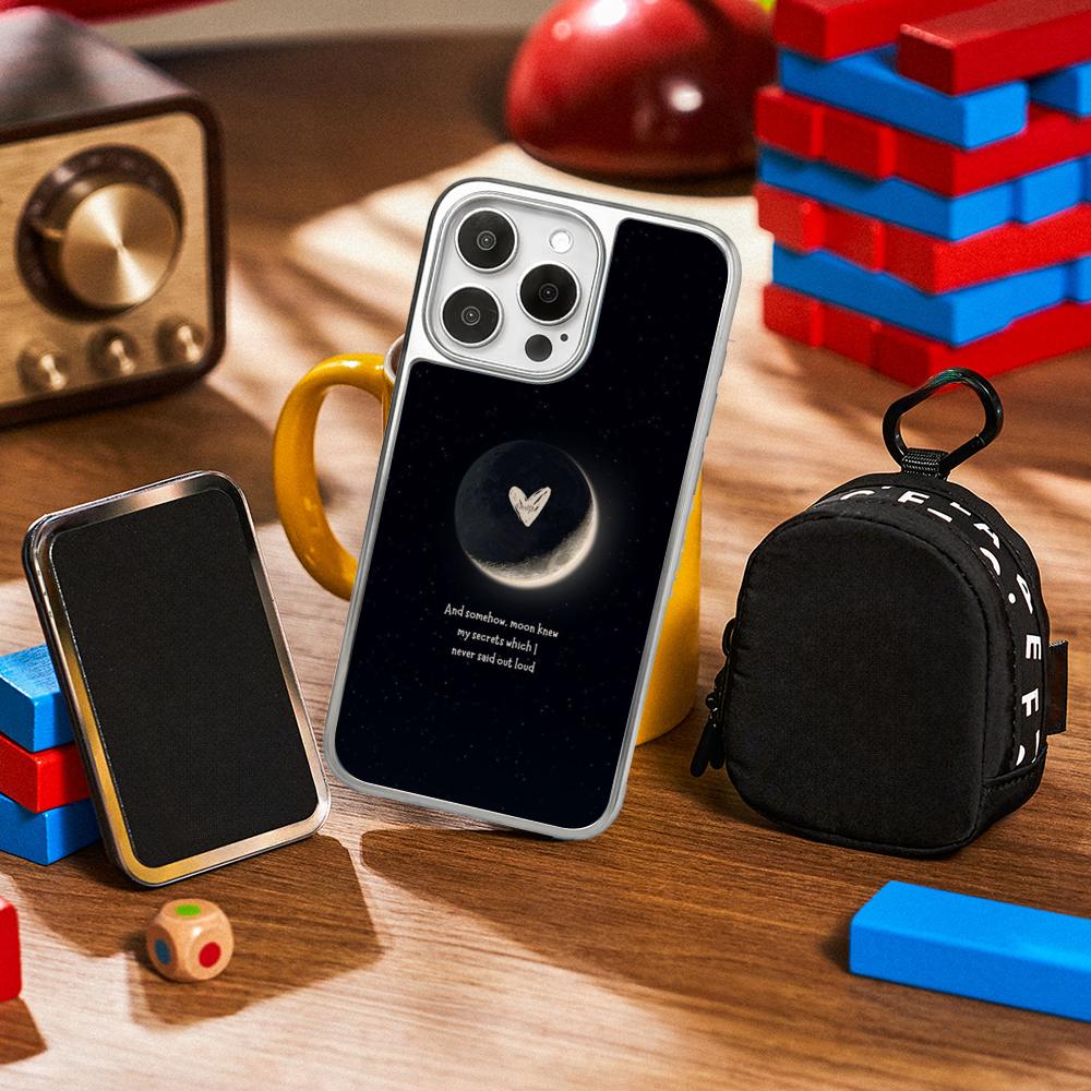 Moon Fashion Art Pattern Design Ins Phone Case for iPhone 16 15 14 13 12 11 Pro Max Sheepskin Silver-edged Protective Case