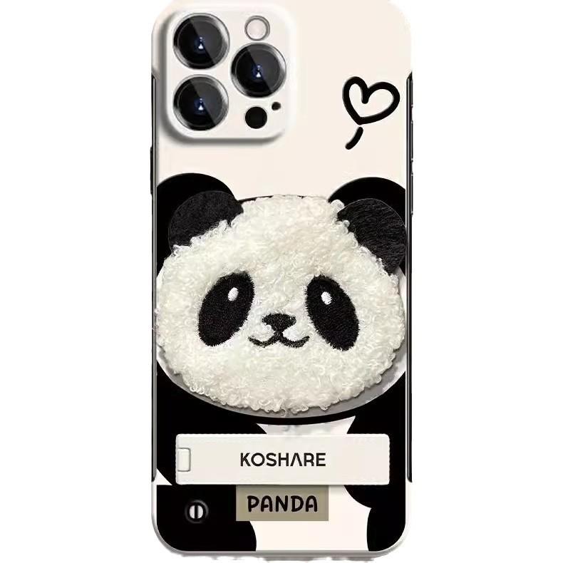 Cute Plush Panda Doll Suitable for Apple 16 Mobile Phone Case Iphone15PRO Ultra-thin Frameless 14 Anti-fall X