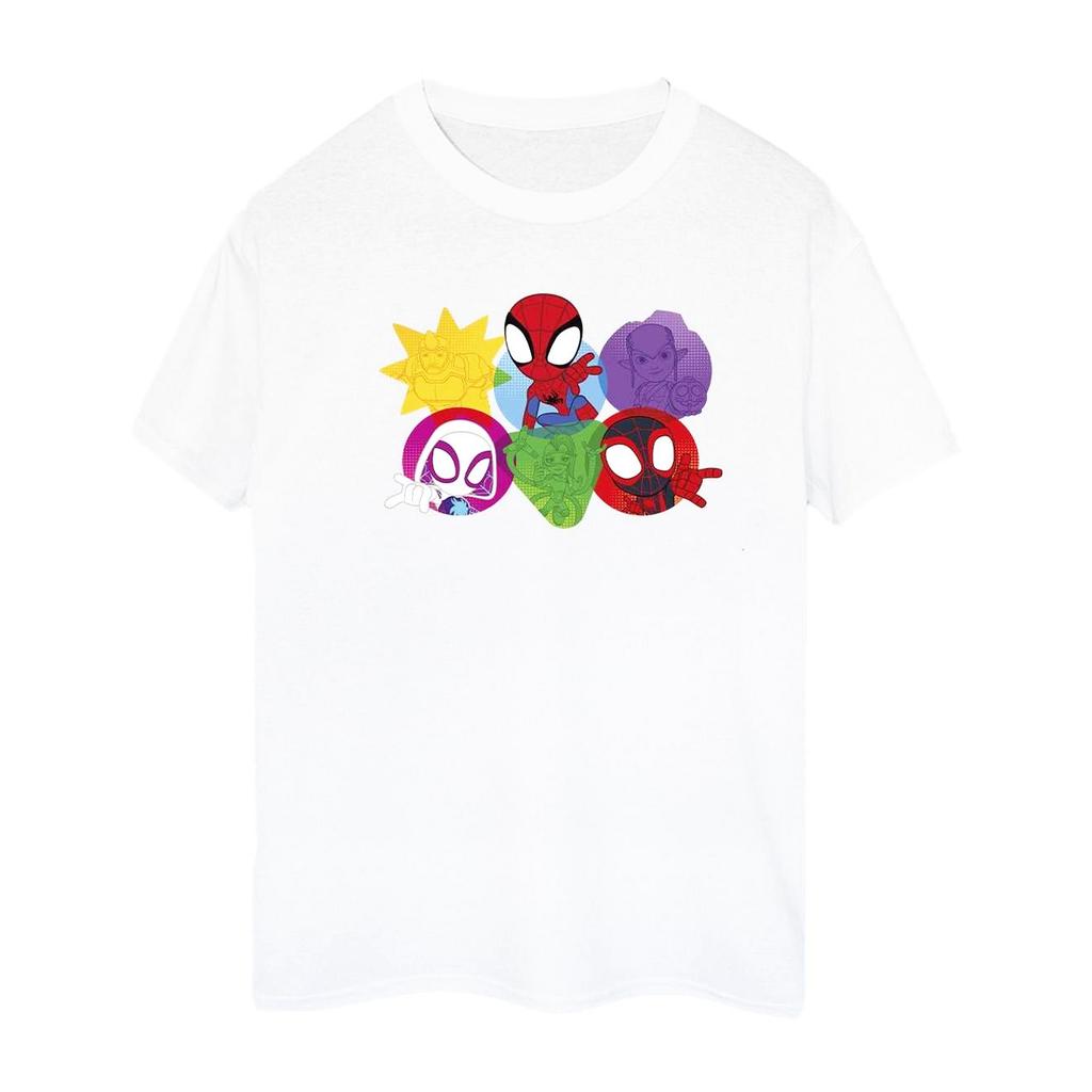 Marvel Womens/Ladies Spidey And His Amazing Friends Faces Cotton Boyfriend T-Shirt