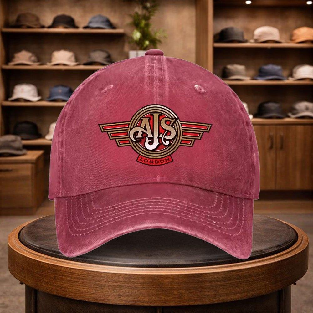 A UnisexS AJS Vintage Wing Baseball Cap Adjustable And Stylish for Outdoor Use Featuring an Urban Design This Lightweight And F