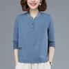 Elegant Women Long Sleeve T Shirt Loose Fit Outerwear Middle Age Mom Casual Top Base Layer Shirt