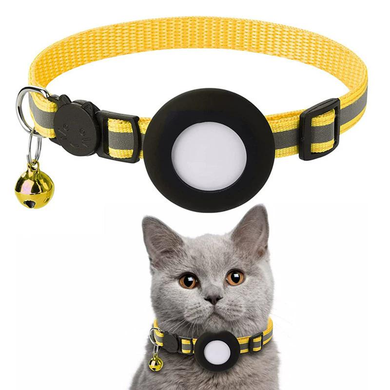 2Pcs Cat Collar with Protective Case, Reflective Nylon Pet Collar with Safety Buckle & Bell, Anti-Lost Adjustable Collar