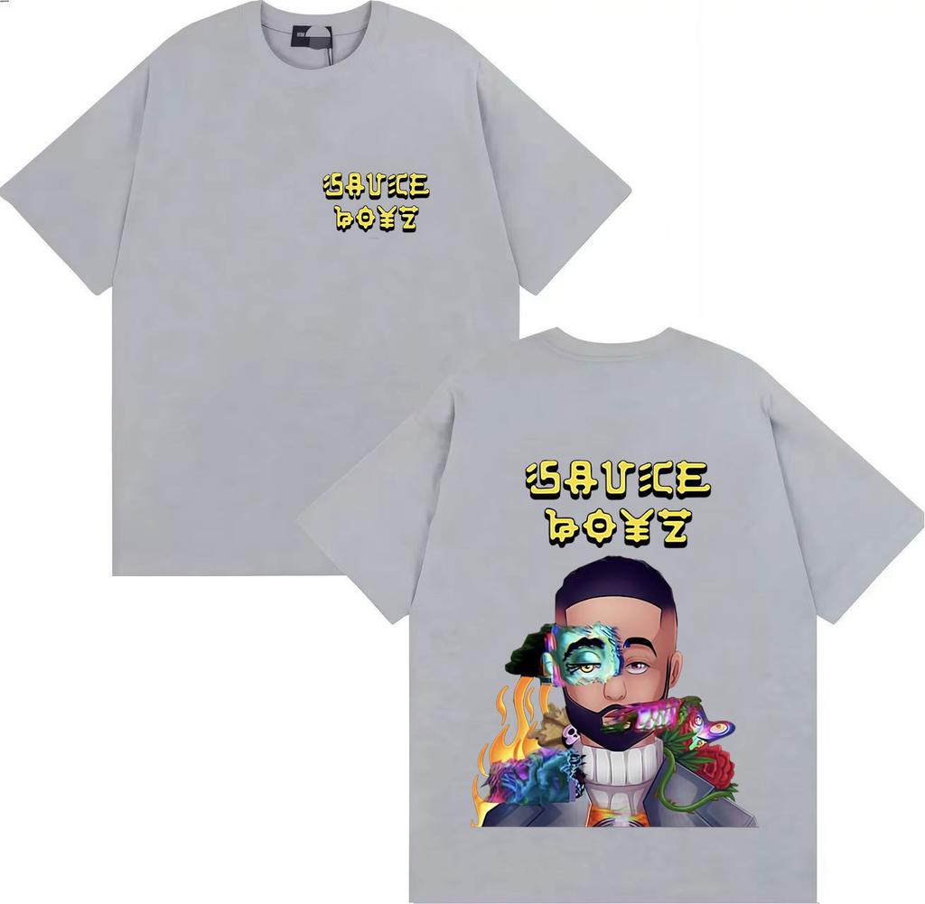 2025 Summer Hiphop Rapper Eladio Carion Tour Tshirt Mens Fashion Cotton Shirt Oversized Shortsleeved Tshirt Street