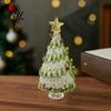Decorative Glass Sculpture Hand Blown Christmas Tree Figurine with Golen Star, Festive Desk Decoration Mini Xmas Ornament, Handmade Desktop