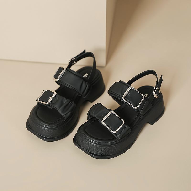 Summer Platform Sandals Women's 2025 New Double-breasted Muffin Bottom Outdoor Casual Roman Shoes Small Fragrant Ins