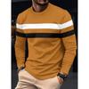 New Spring and Autumn Men's Long Sleeve T-shirt Round Neck Bottom Top Color Blocked Versatile Slim Fit Comfortable