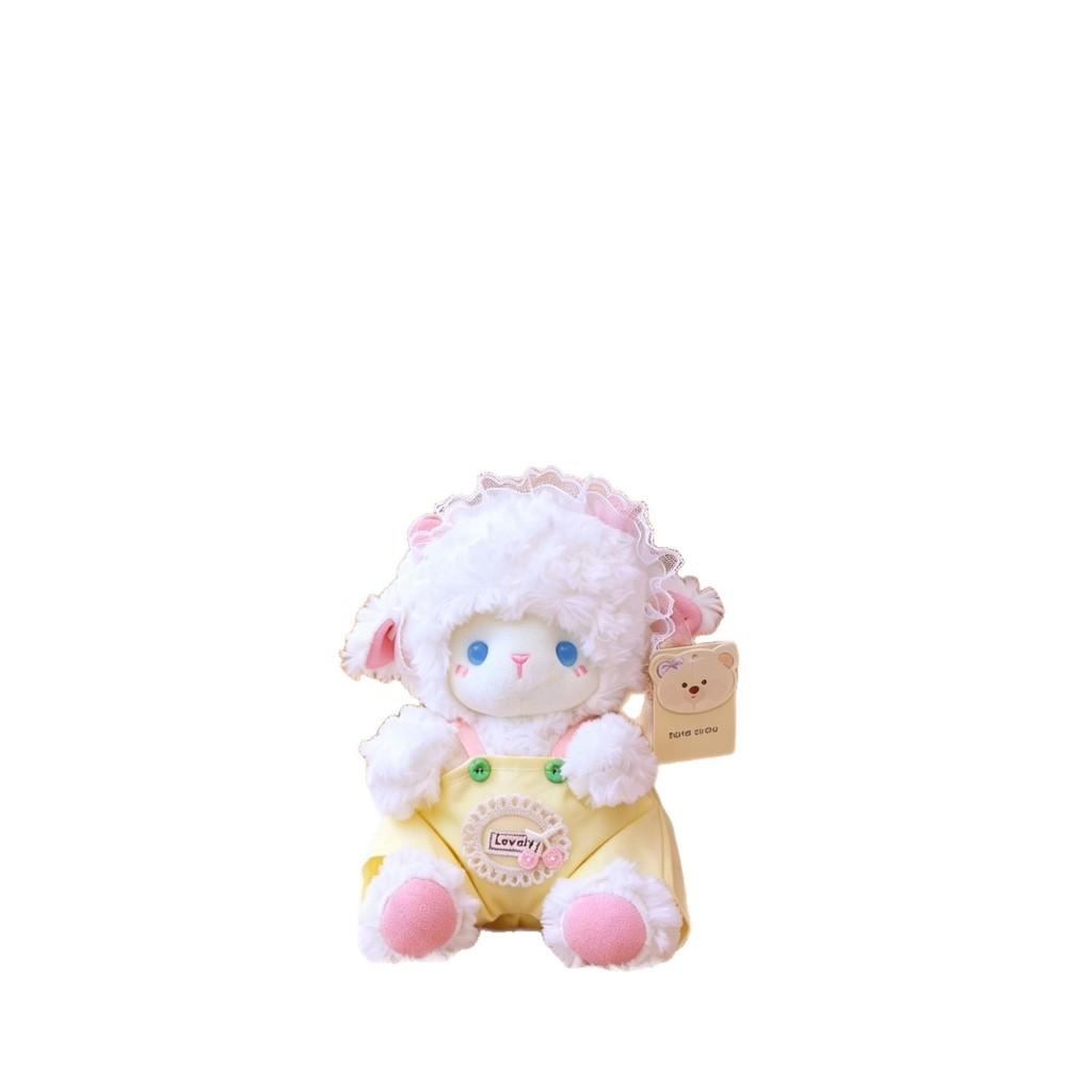 Plush Lamb Toy With Bowknot For Baby Gift And Kids Room Decor