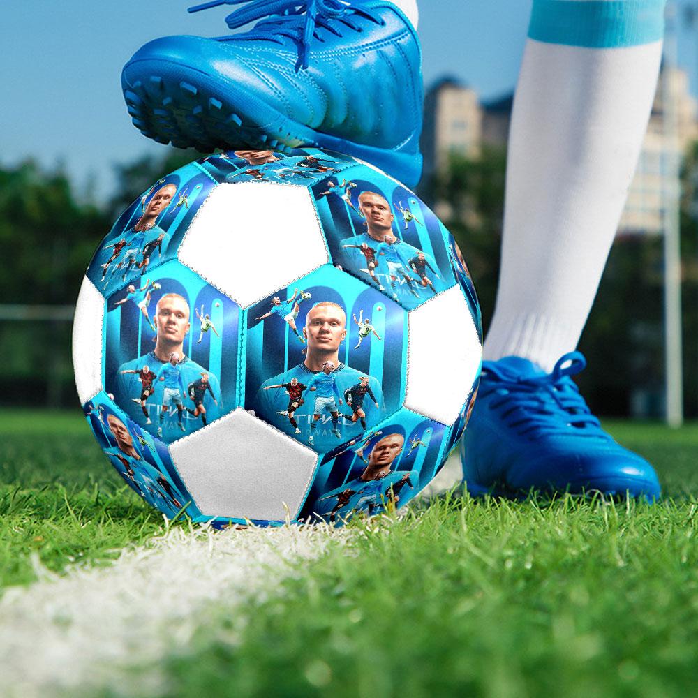 Erling Size 5 Soccer Ball, Machine-Stitched PVC, Durable & High Bounce, All Ages Fit, Fan Merchandise, Matches & Outdoor Use.