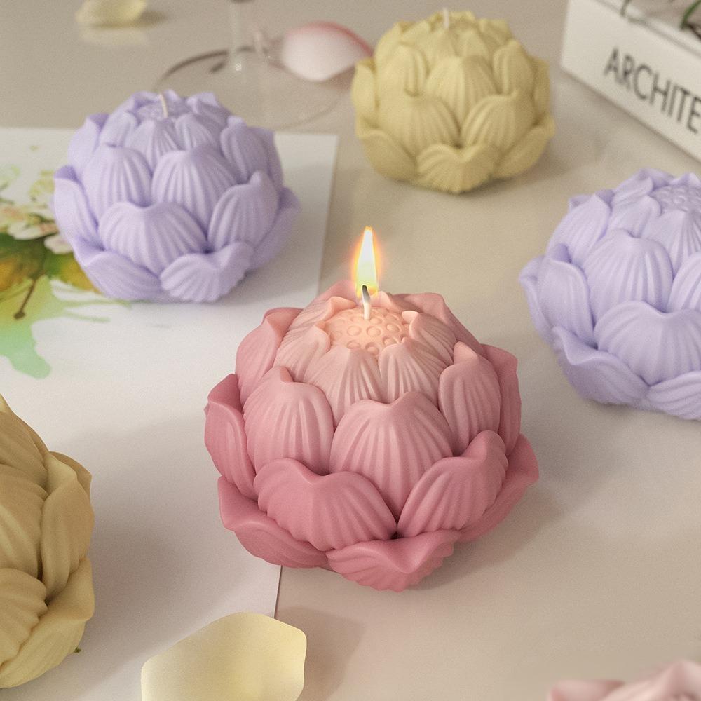 3D Lotus Flower Mold Funny Floral Mold Durable Silicone Candle Mold  Gift Making