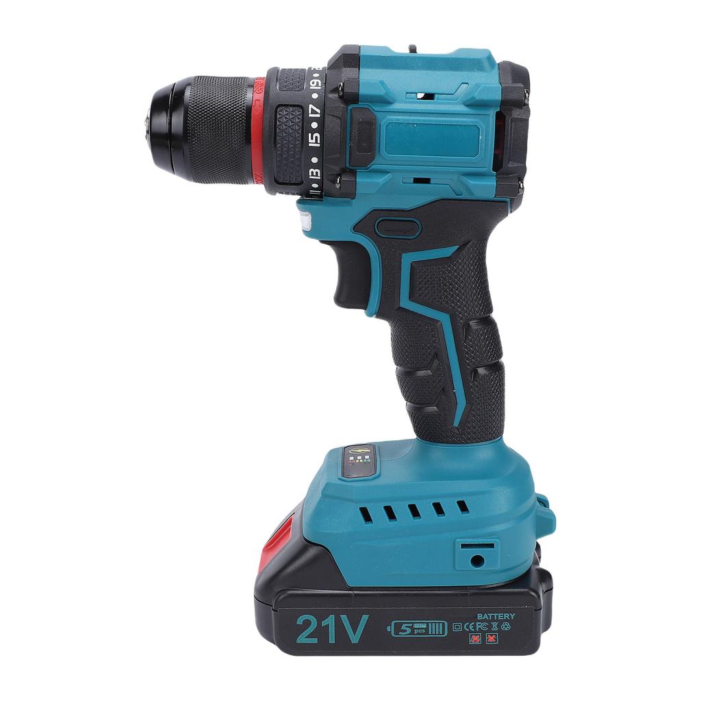 Electric Drill Screwdriver Brushless Motor Multifunctional Cordless Power Drill 2 Speed Modes 2 Battery 1 Charger UK