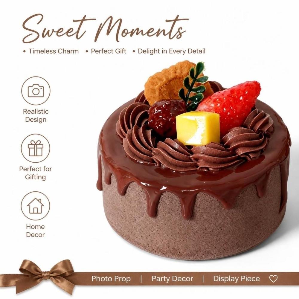 Chocolate Brown Fake Cake Model Artificial Faux Food Model  Dessert Display Decoration