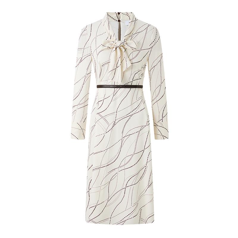 

PORTS Women s Early Autumn Milky White Print Dress S