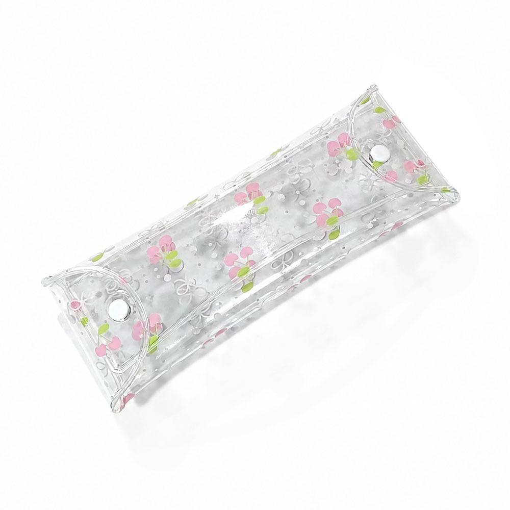 Transparent Pen Bag Strawberry/Cherry Print Stationery Pouch Simple Pencil Pouch Students Gift