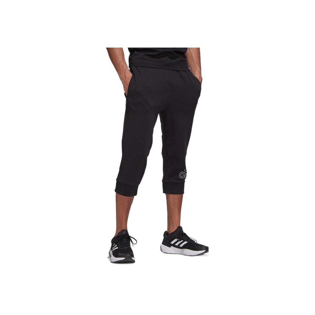 Adidas Solid Color Logo Jogger Capri Pants Men Bottoms Black HE1827